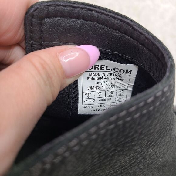 Sorel Cate Cut Out Boots Black Leather Women's sz 6 - Picture 10 of 11